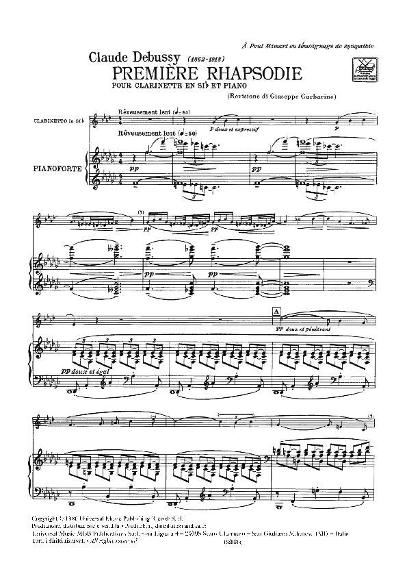 Premiere Rhapsodie - klarinet a klavír